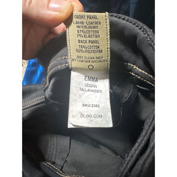 DL1961 Emma Power Legging Lamb Leather Skinny Jeans Coated Denim Edgy Sz 29 - Picture 12 of 16